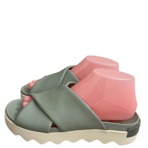 Sorel vibe Women's‎ Green Criss Cross Slide Sandals Platform Wedge  Shoes sz 9